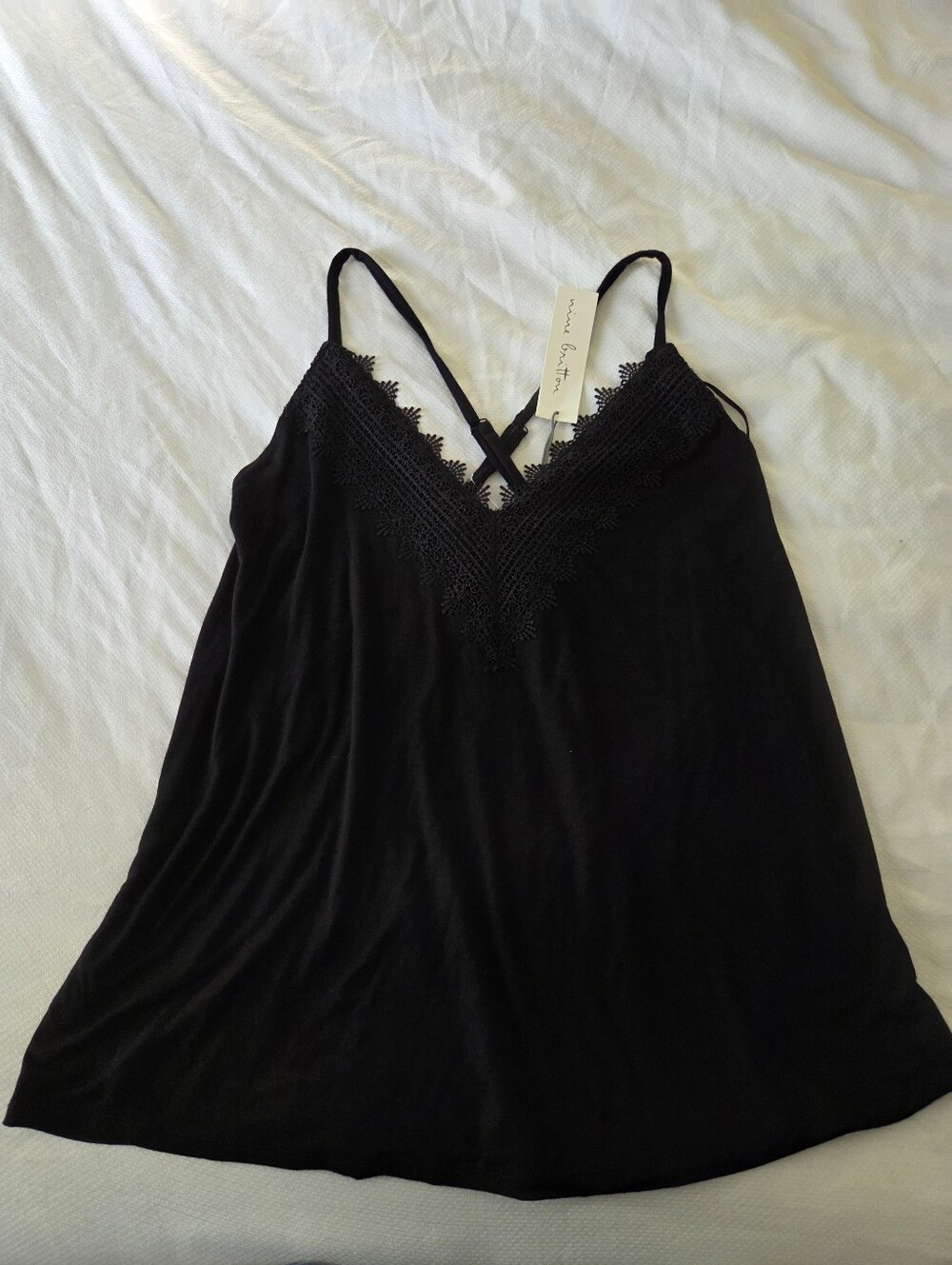 nine britton Black Lace-Trim Camisole